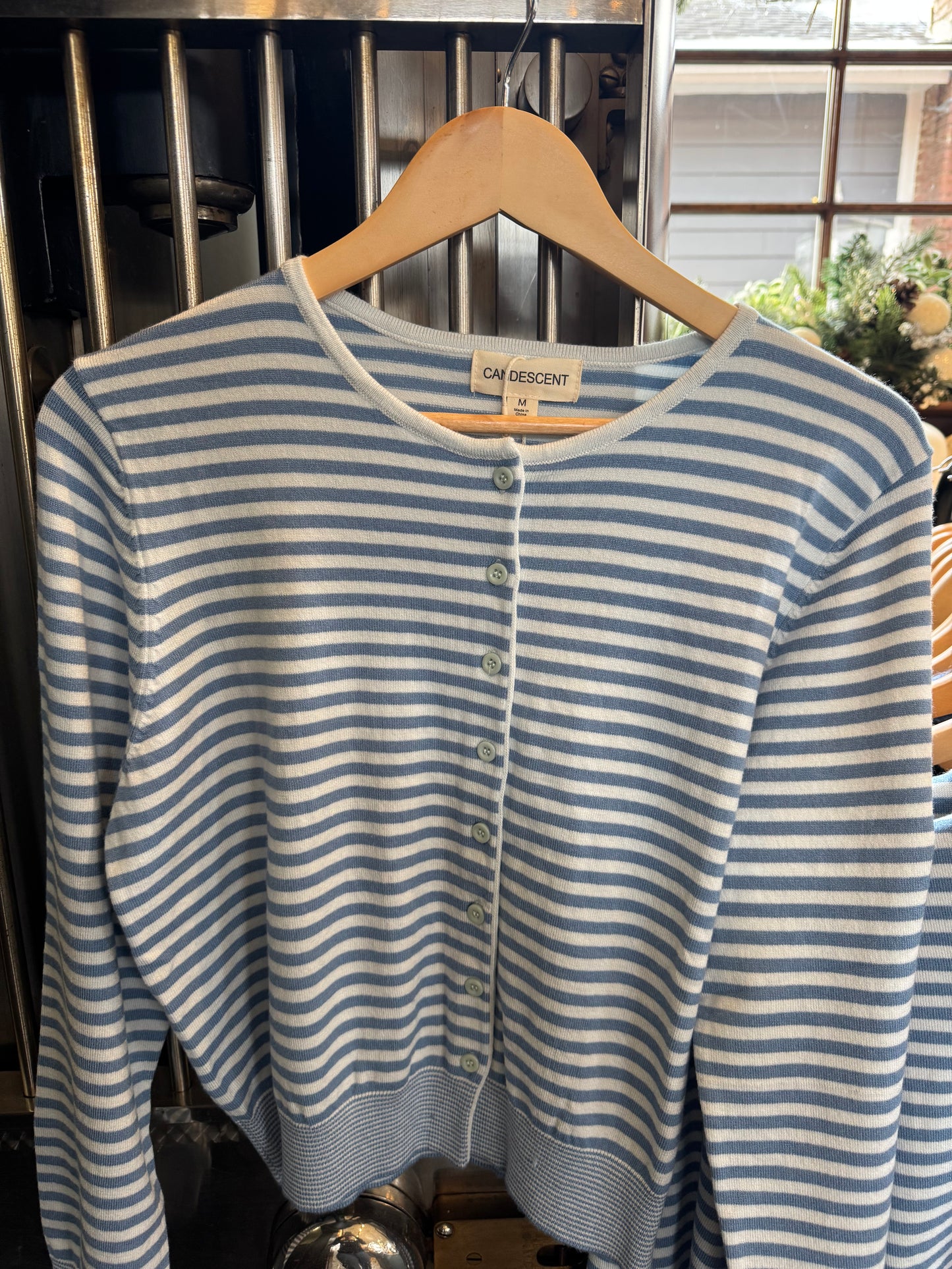 Blue & White Striped Cardigan