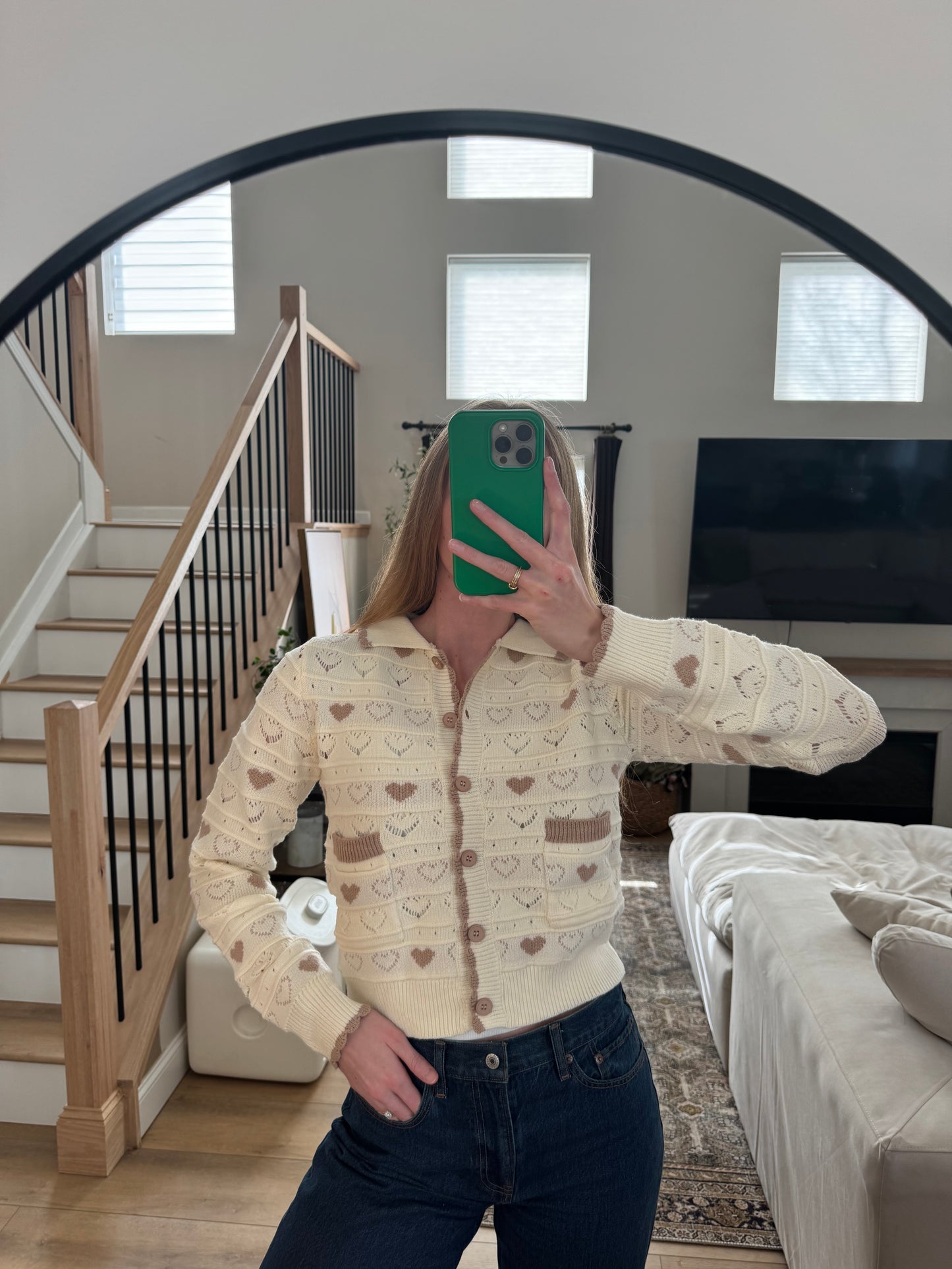 Button Up Heart Sweater