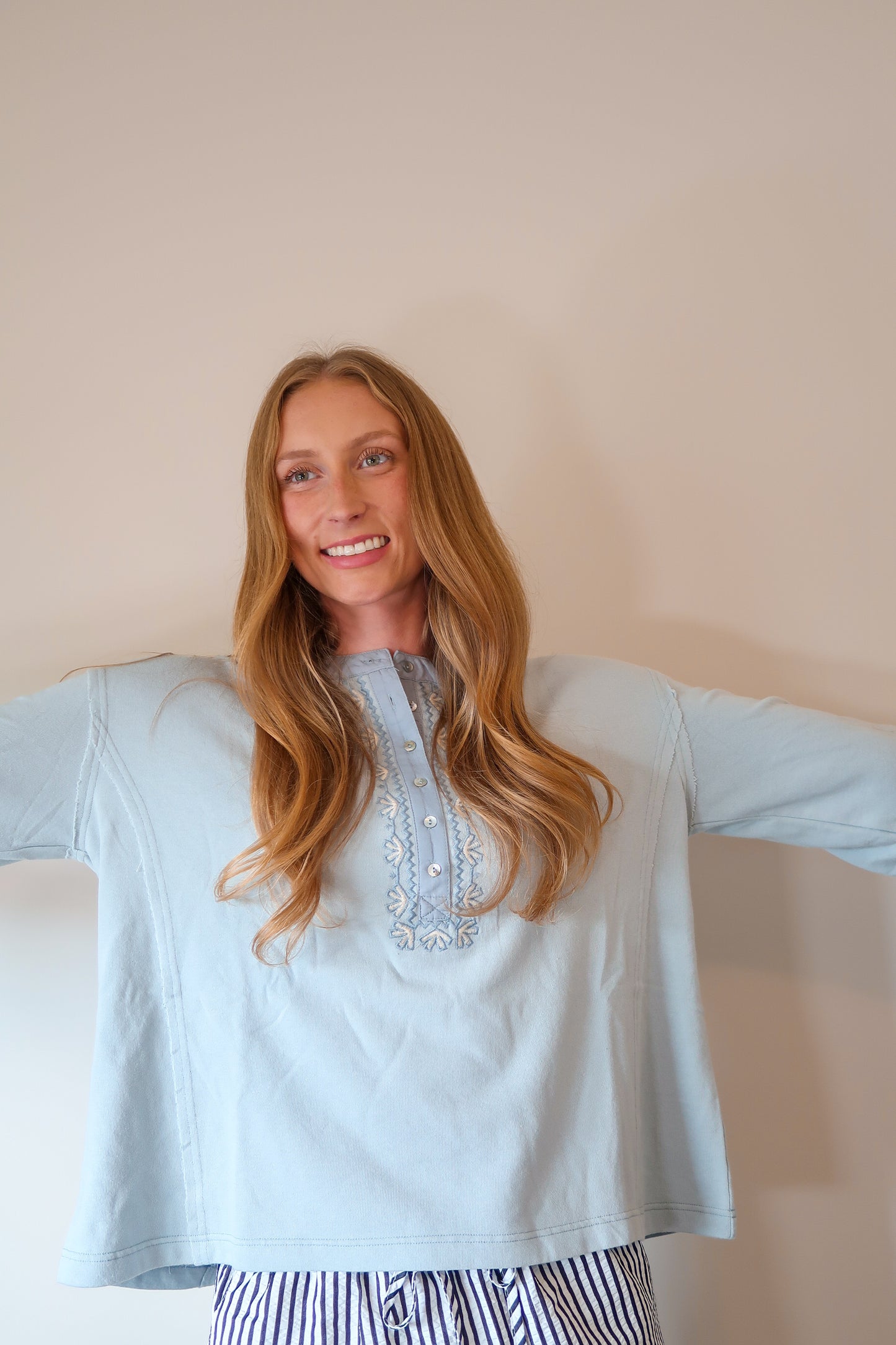 Embroidered French Terry Henley