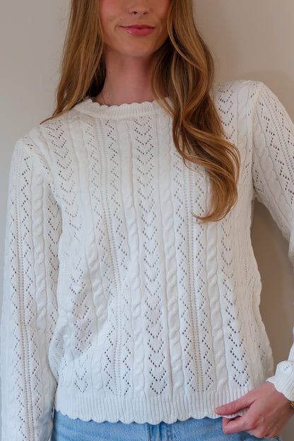 Scallop Edge Open Knit Sweater