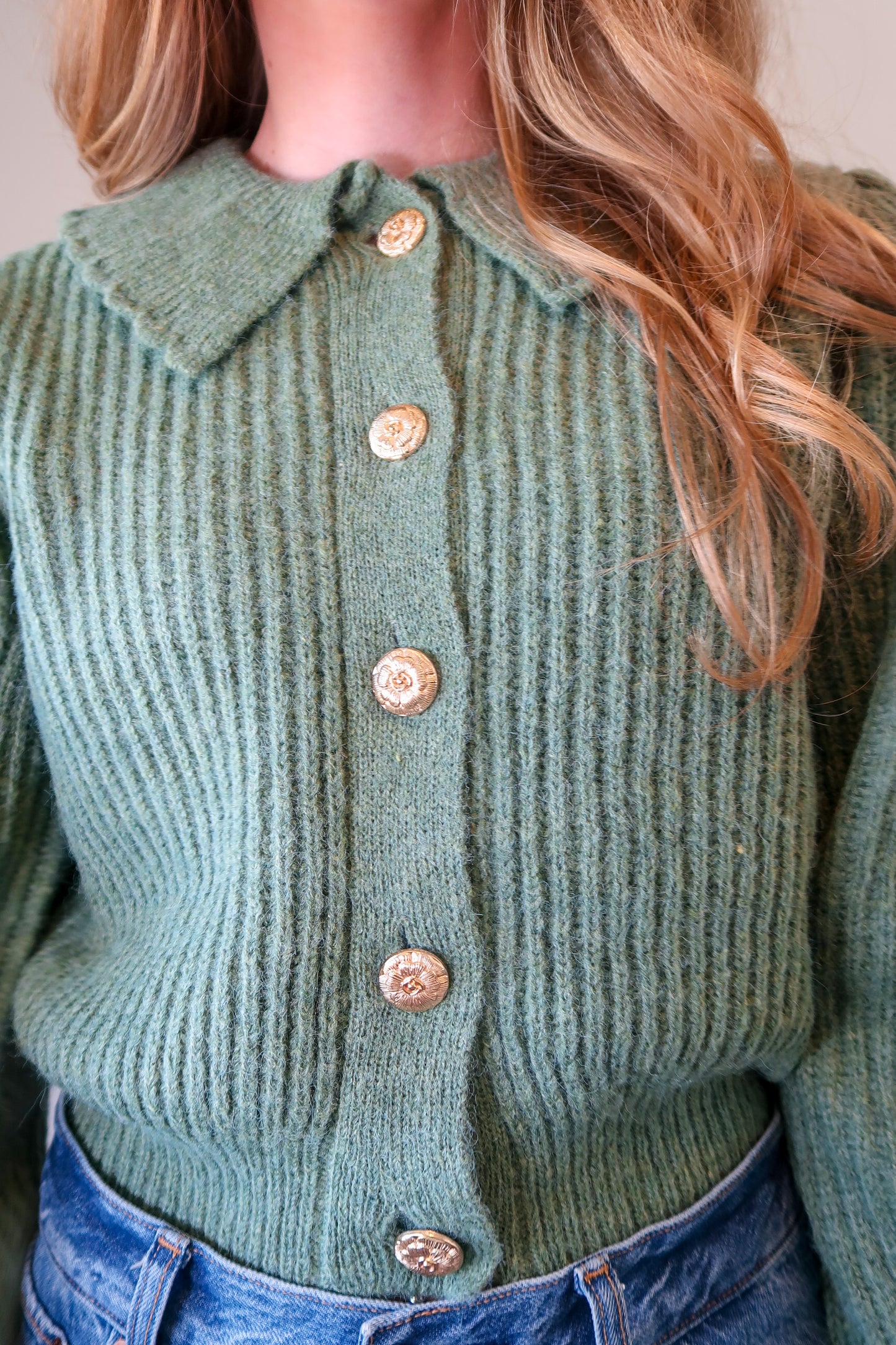 Chunky Collar Knitted Cardigan