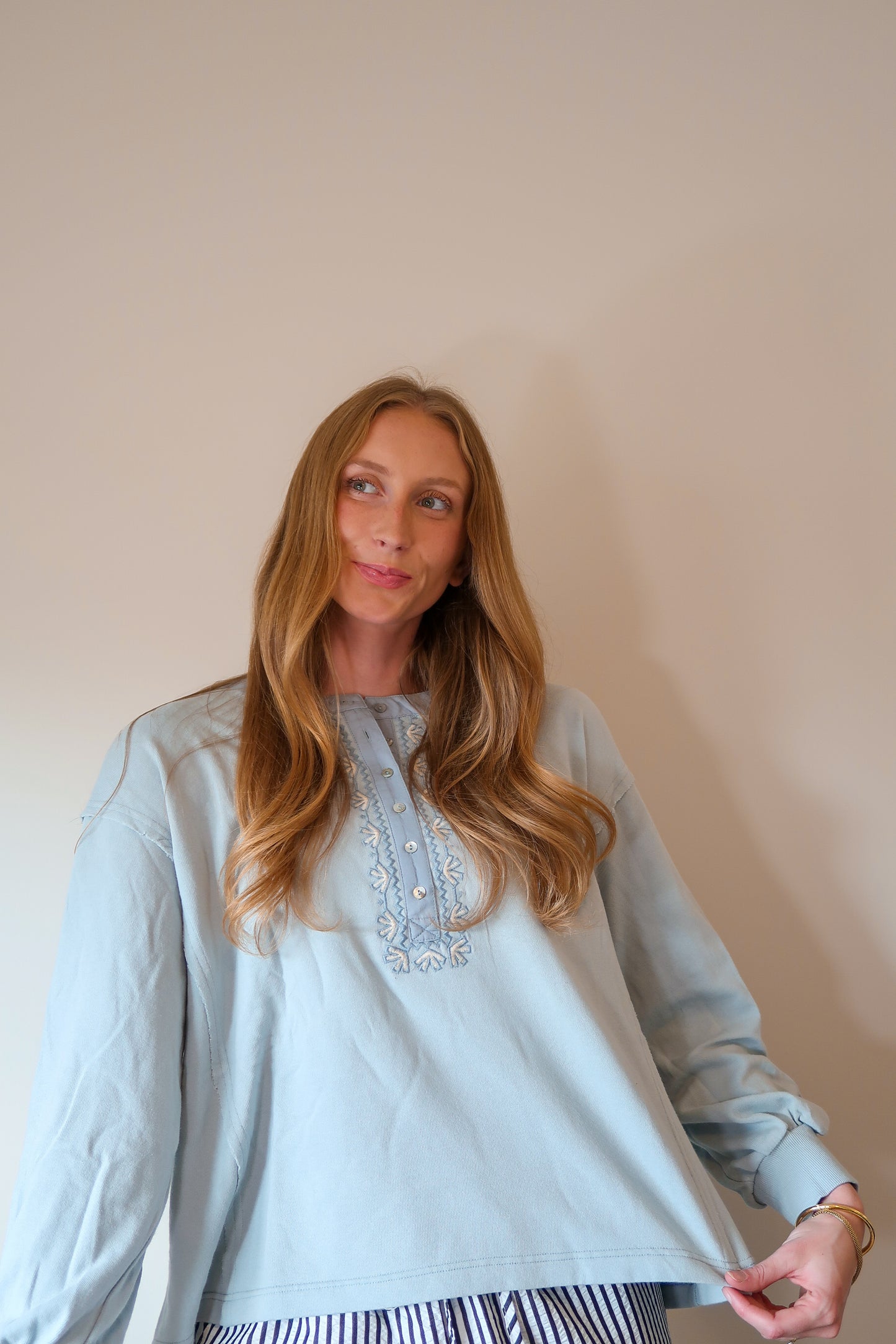 Embroidered French Terry Henley