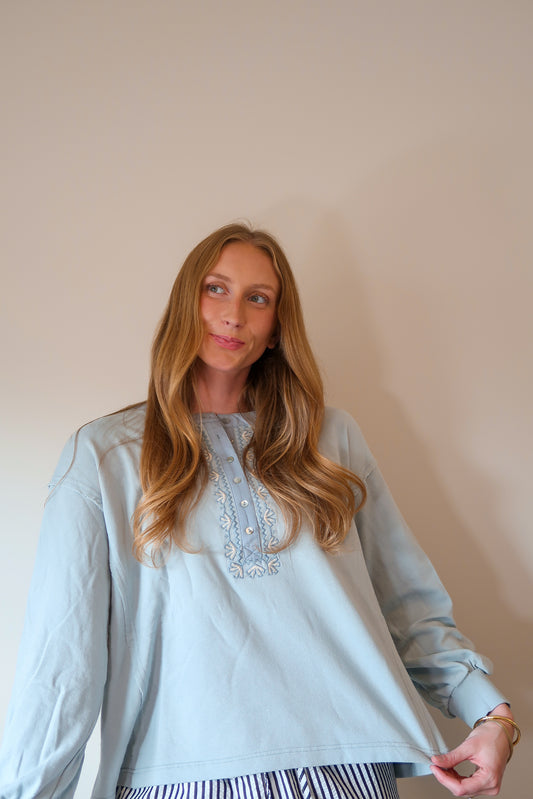 Embroidered French Terry Henley