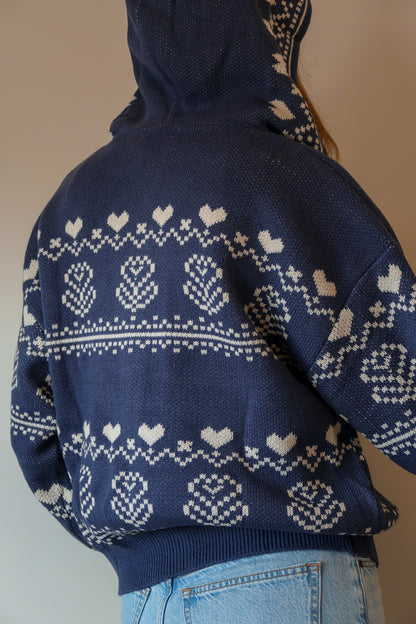 Nordic Jacquard Sweater Zip Up Jacket