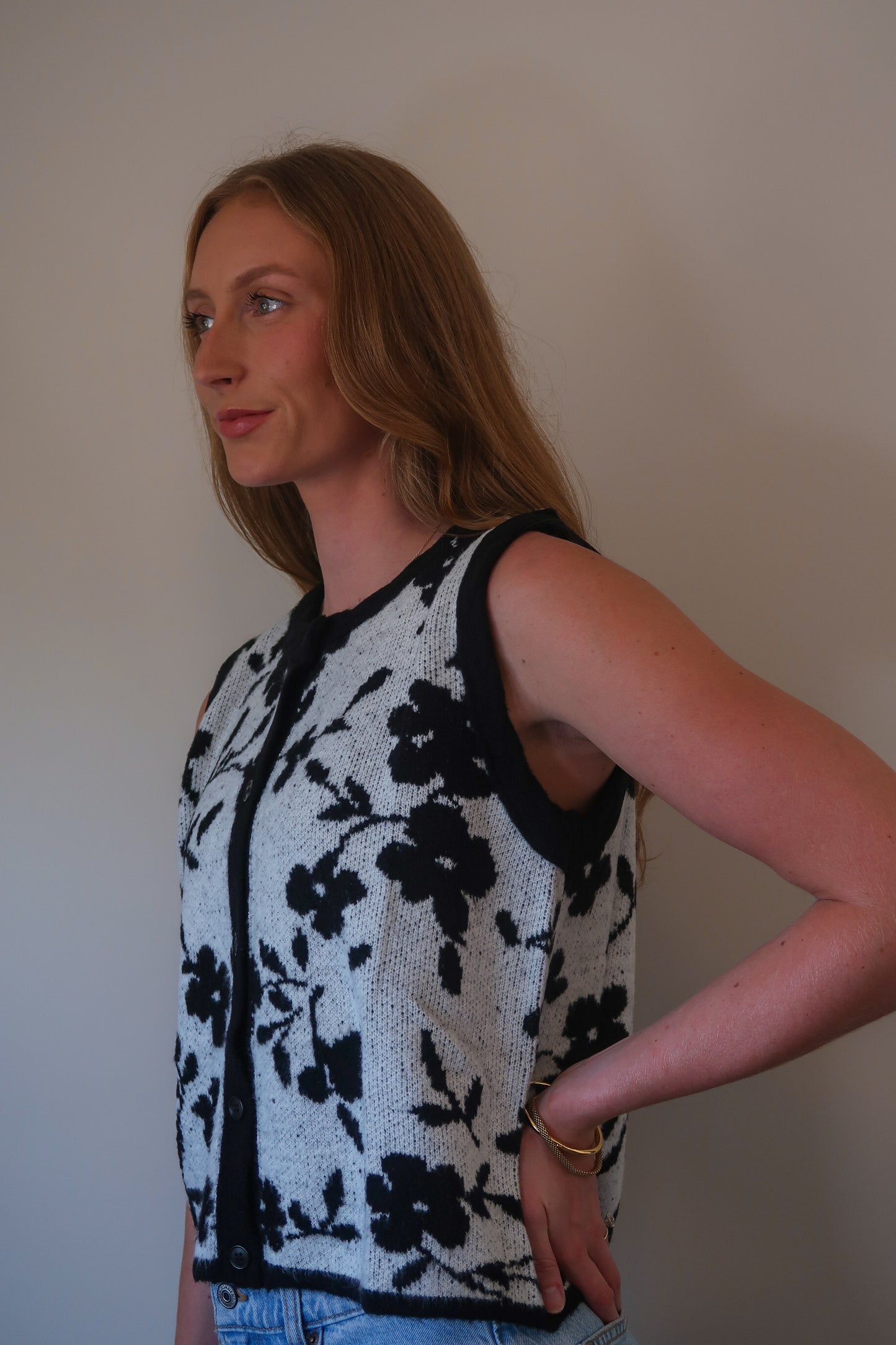 Floral Intarsia Vest