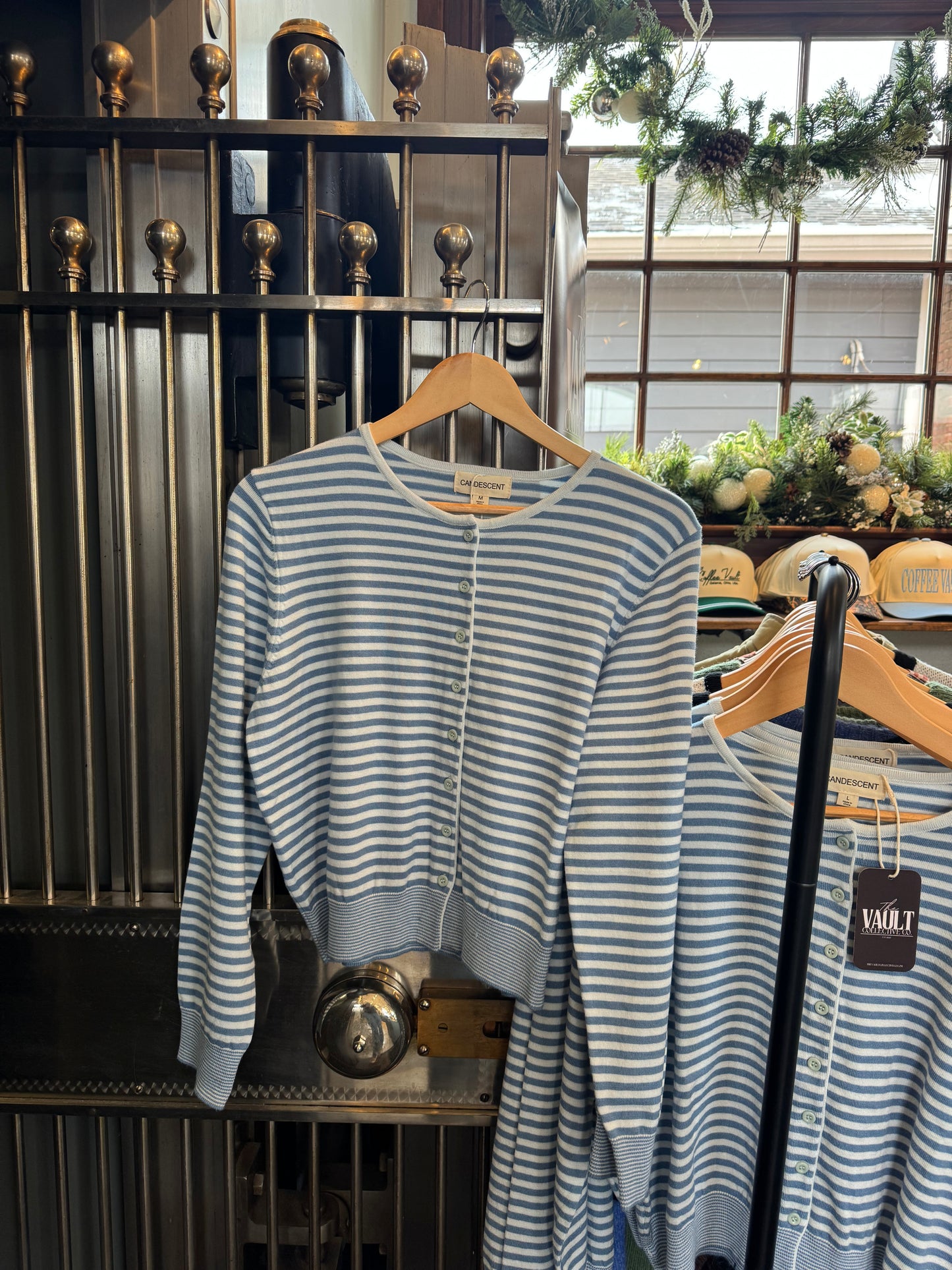 Blue & White Striped Cardigan
