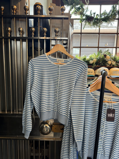 Blue & White Striped Cardigan