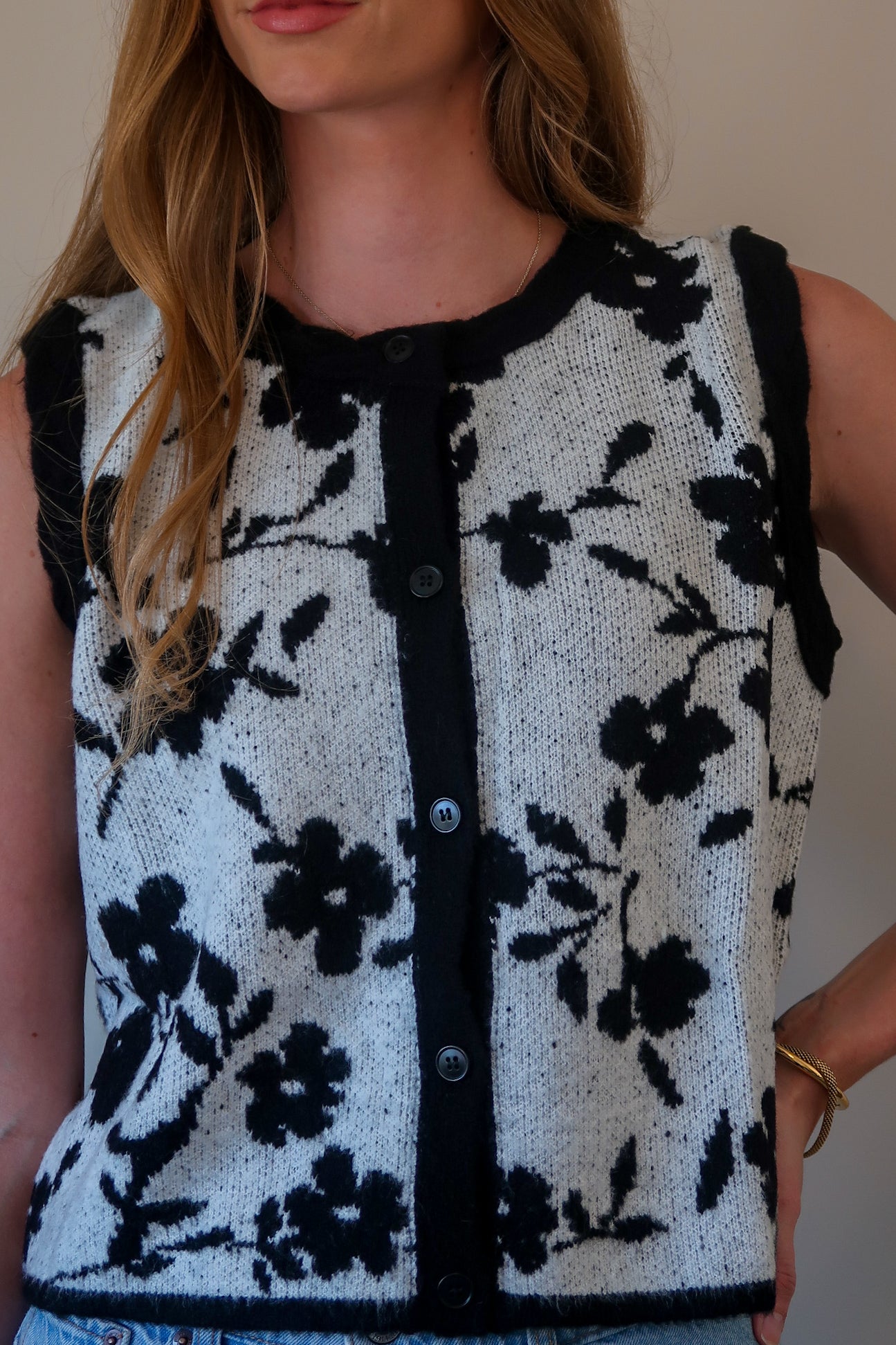 Floral Intarsia Vest