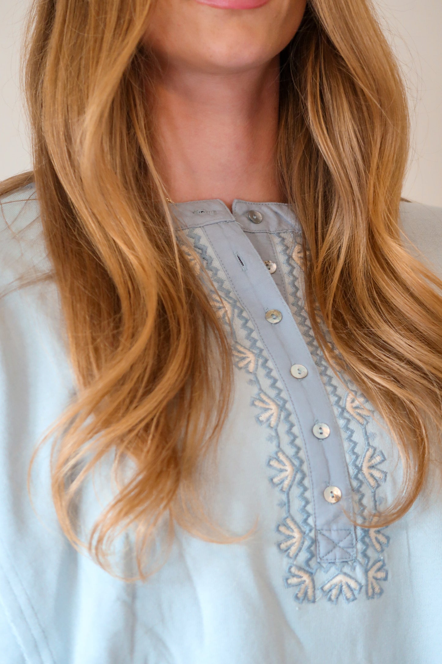 Embroidered French Terry Henley