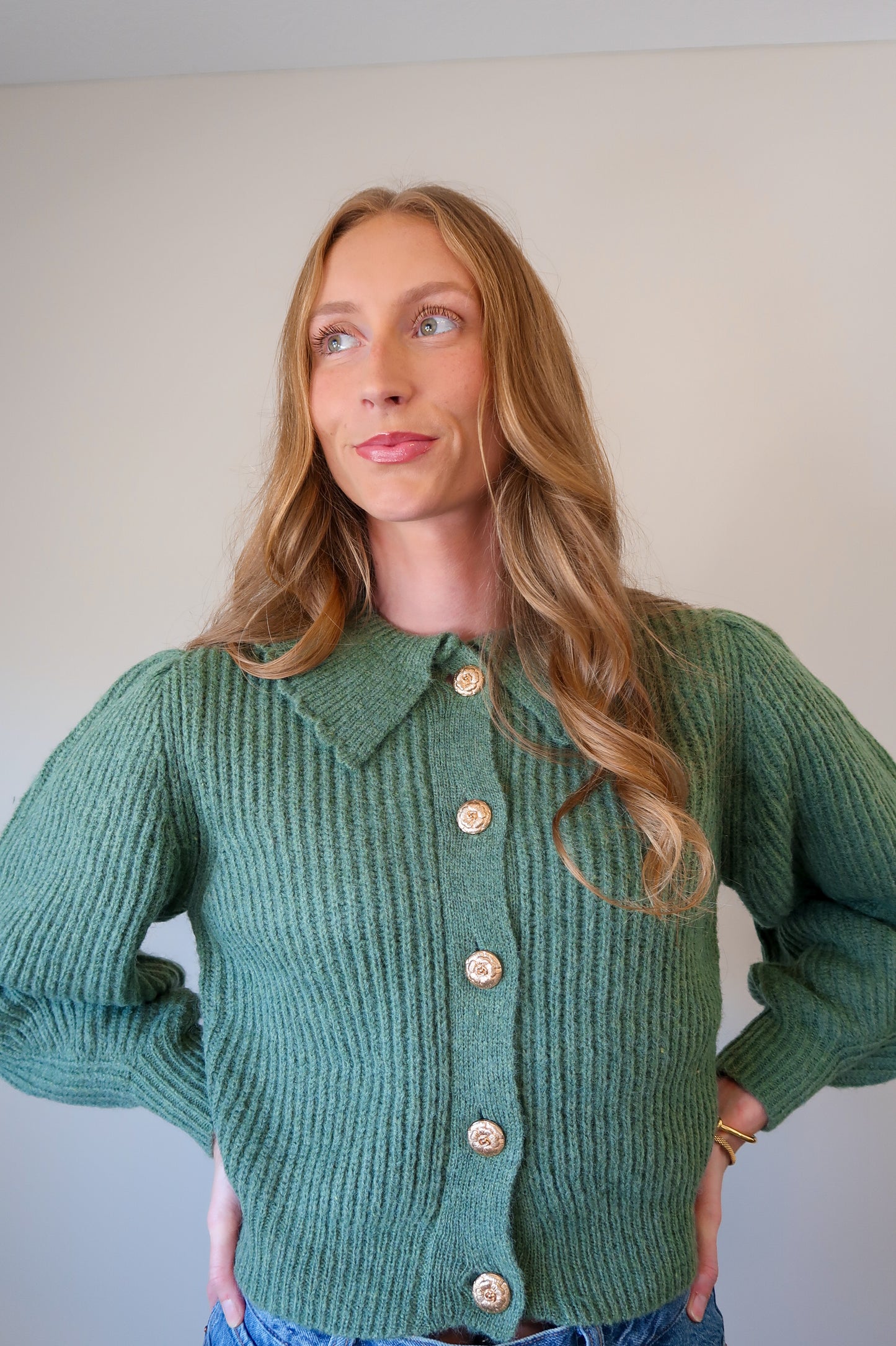 Chunky Collar Knitted Cardigan