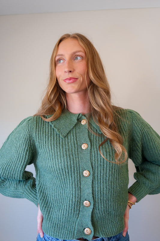 Chunky Collar Knitted Cardigan