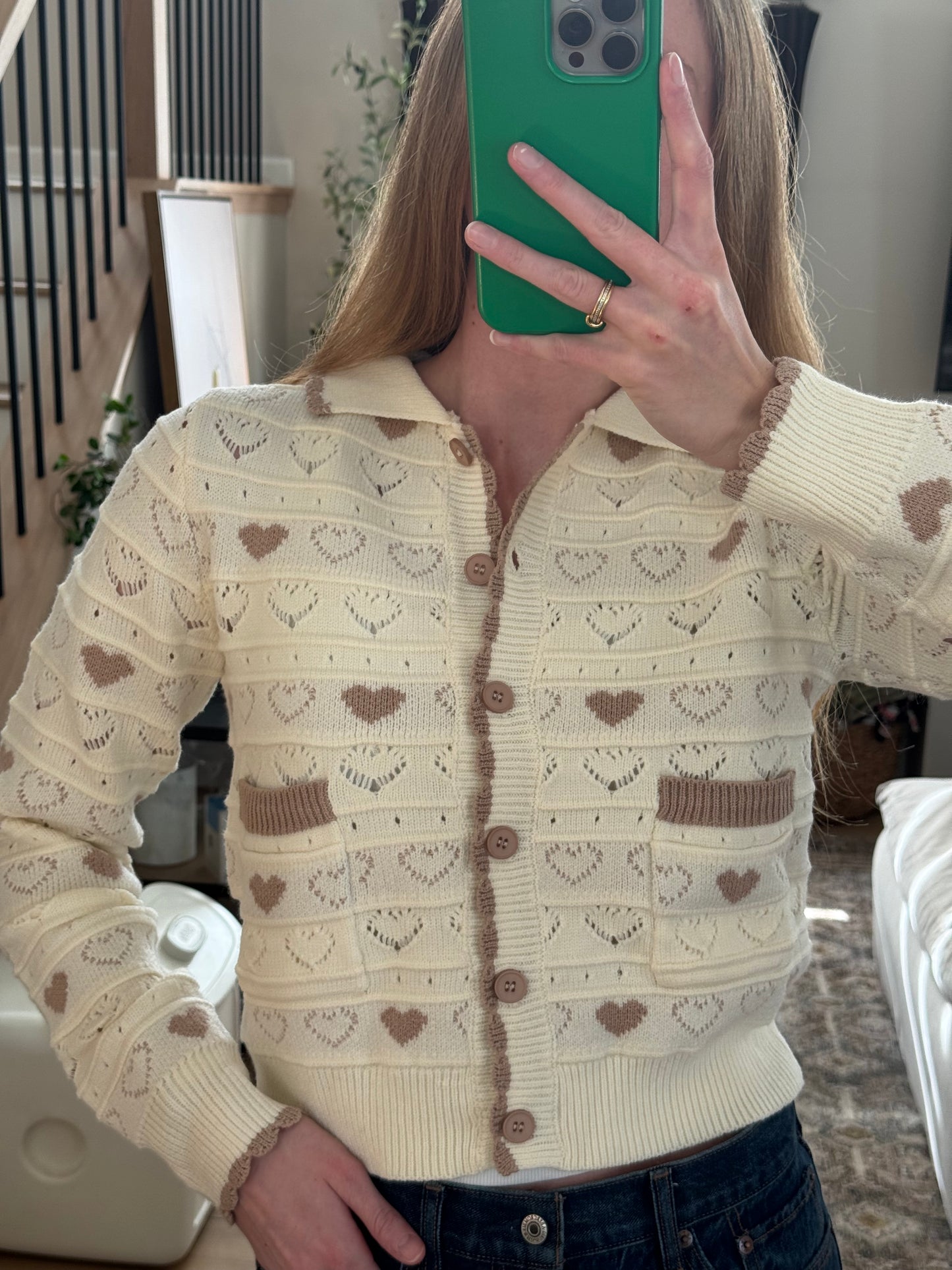 Button Up Heart Sweater