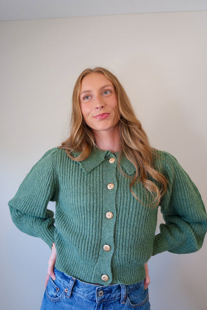 Chunky Collar Knitted Cardigan