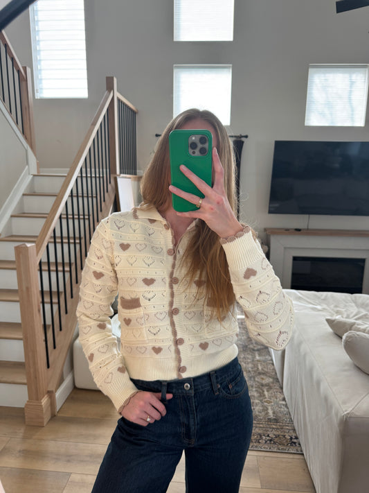Button Up Heart Sweater