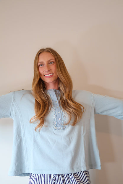 Embroidered French Terry Henley