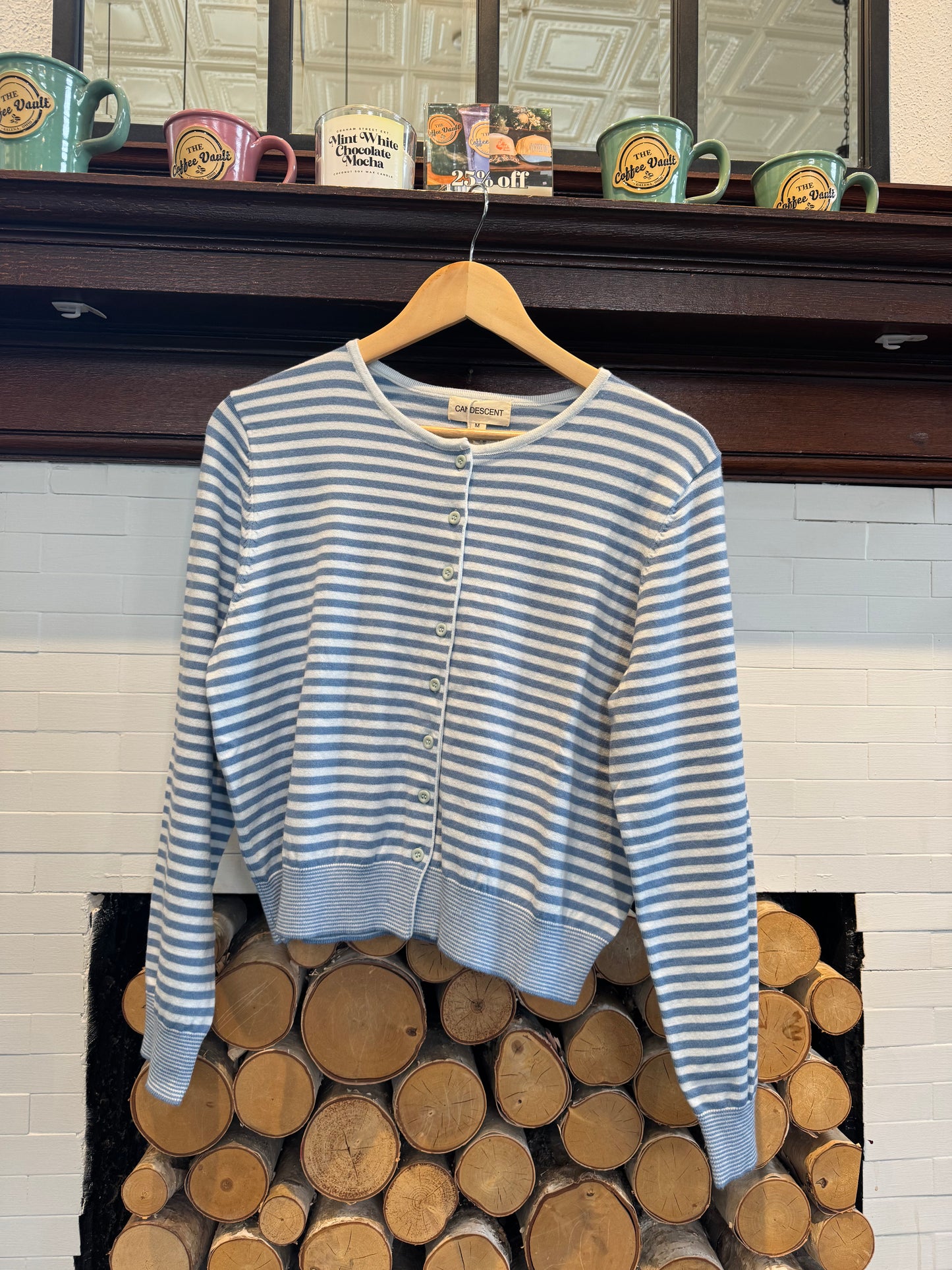 Blue & White Striped Cardigan