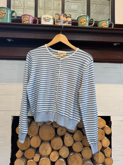 Blue & White Striped Cardigan